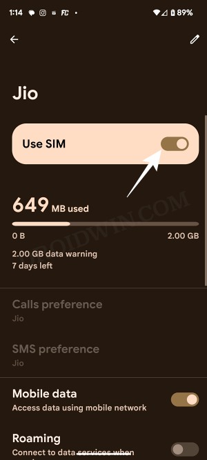 Cellular connection type missing in Android 14