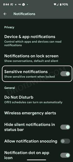 Уведомления на экране блокировки Android 13 не работают