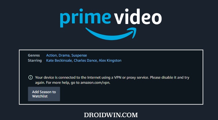 Amazon Prime Video VPN Proxy Error