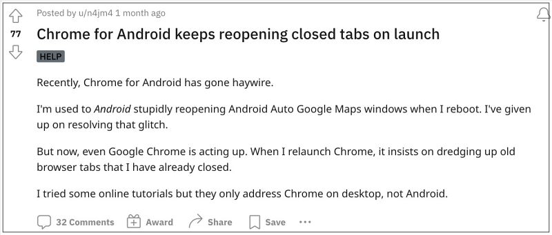 Chrome reopening closed tabs