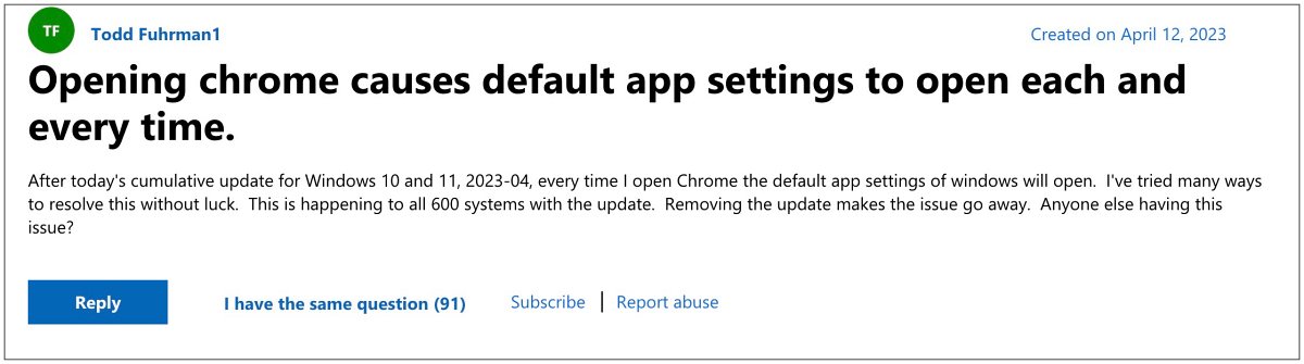 Chrome opens Default App Settings on Windows
