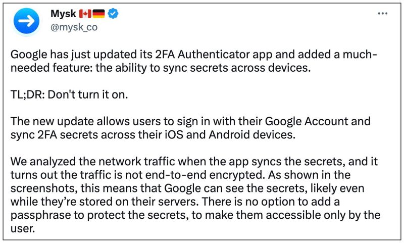 Google Authenticator Turn off sync