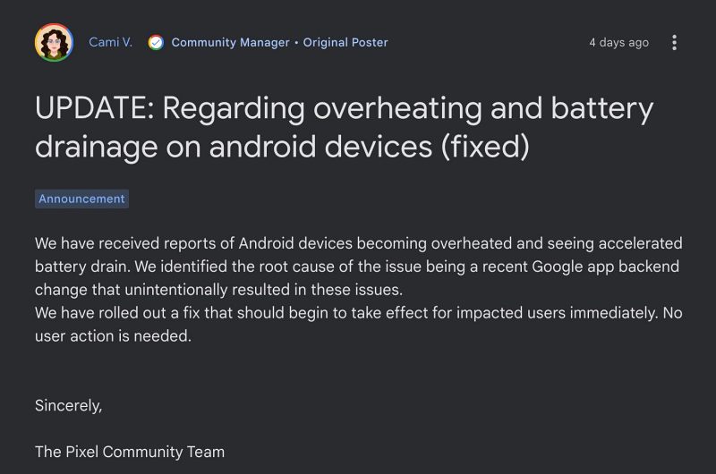 Pixel overheating may 2023 not fixed