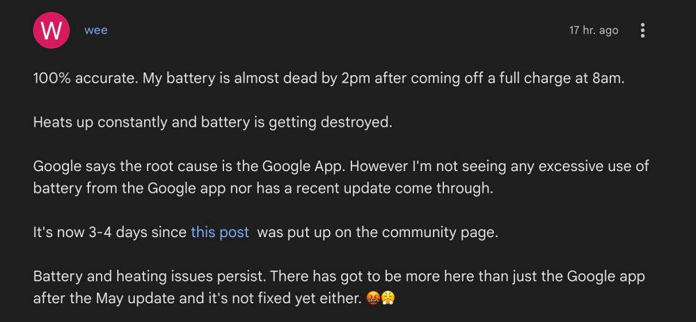 Pixel Overheating Battery Drain on May 2023 update still not fixed  - 95