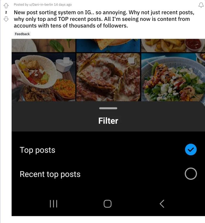 Recent Posts Hashtags missing in Instagram
