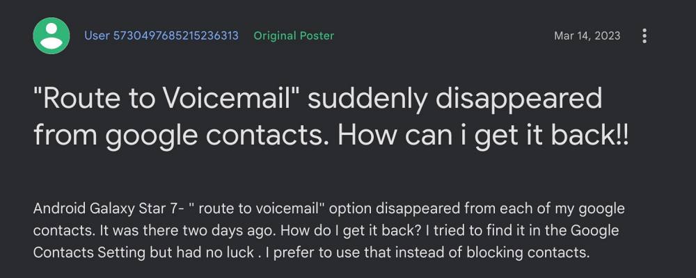 Route to Voicemail not working