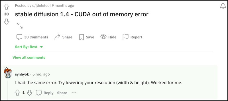 Stable Diffusion Cuda Out of Memory