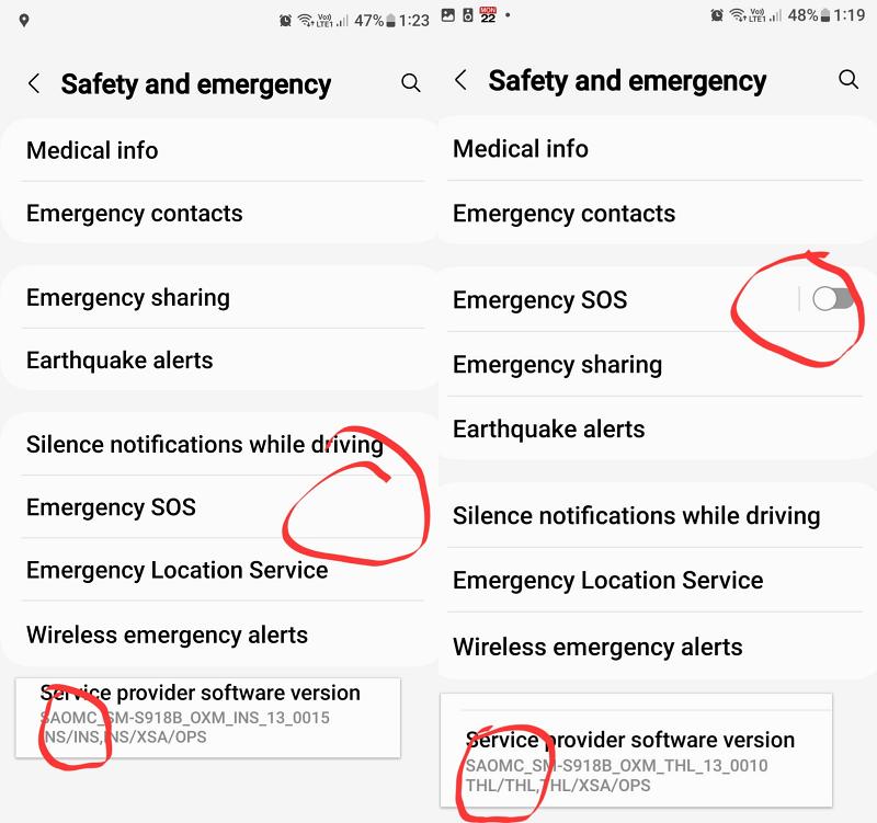 Turn Off Emergency SOS shortcut in Samsung
