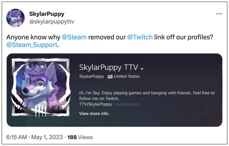 Twitch Profile Link Removed from Steam