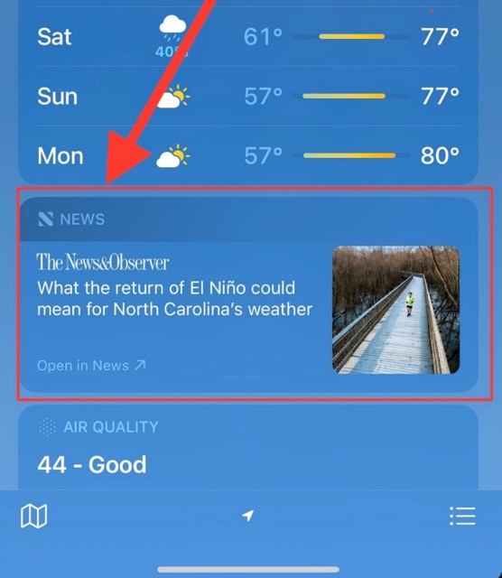 ads in apple weather app