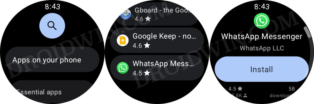 Install WhatsApp on Galaxy Watch 5 pro