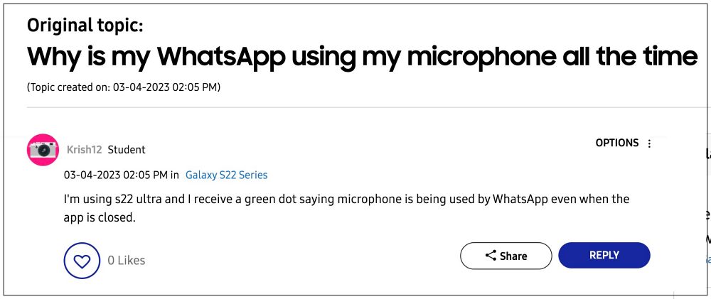 WhatsApp using Microphone
