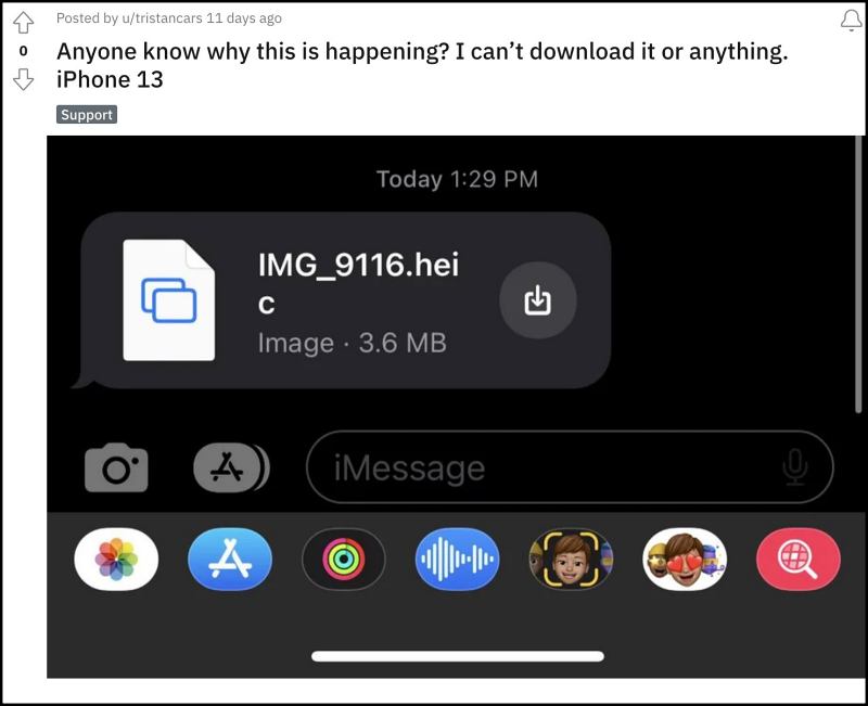 iMessage cannot download photos
