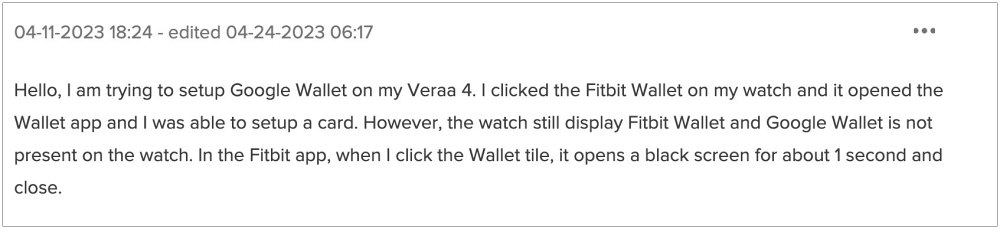 Google Wallet not working on Fitbit