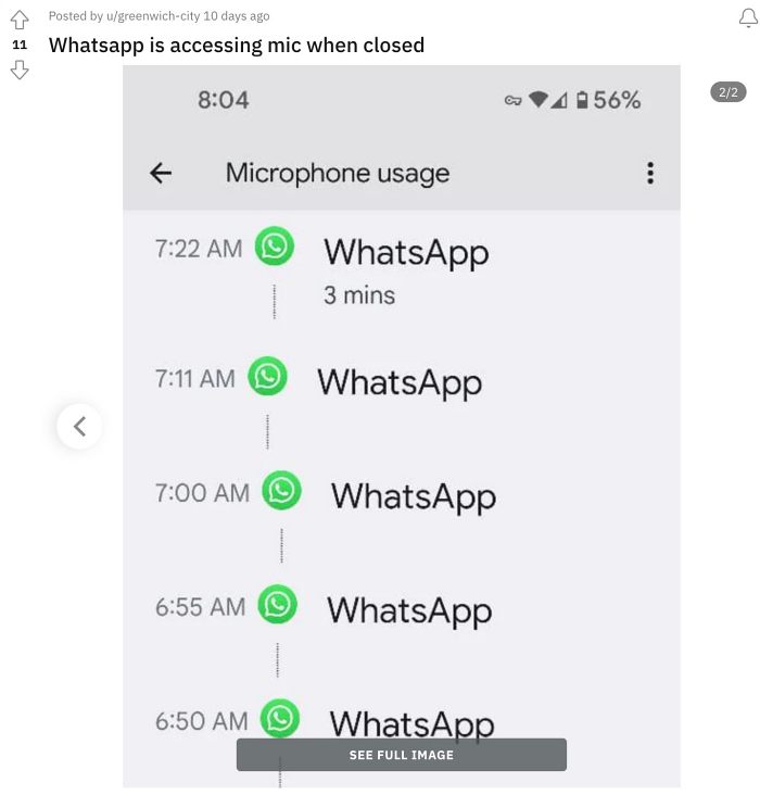 WhatsApp using Microphone