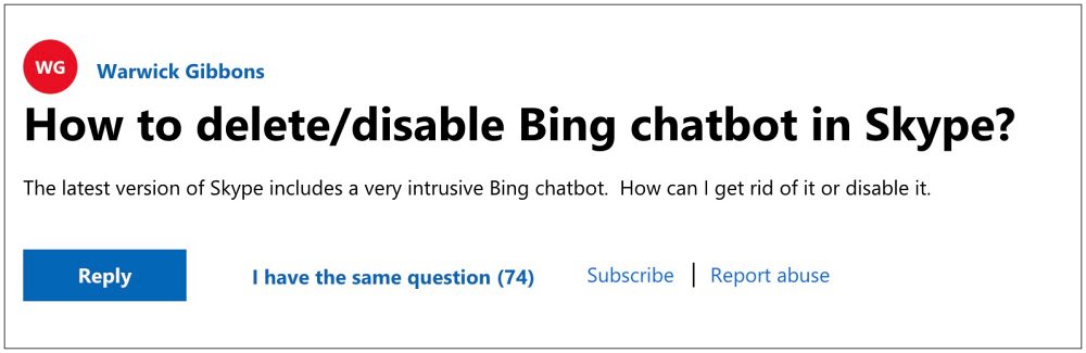 remove Bing chatbot from Skype
