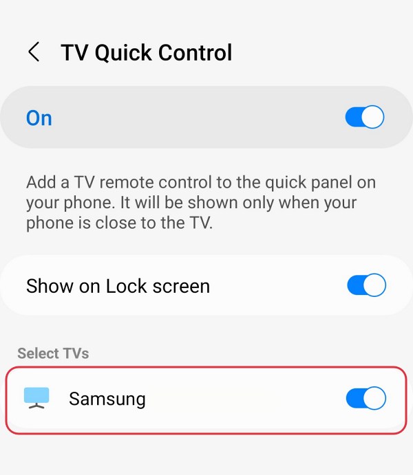 add TV Remote Control Samsung