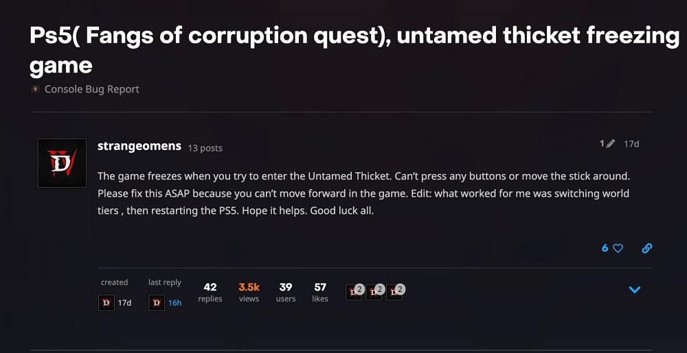 Замораживание билетов на Diablo 4 Fangs of Corruption Untamed