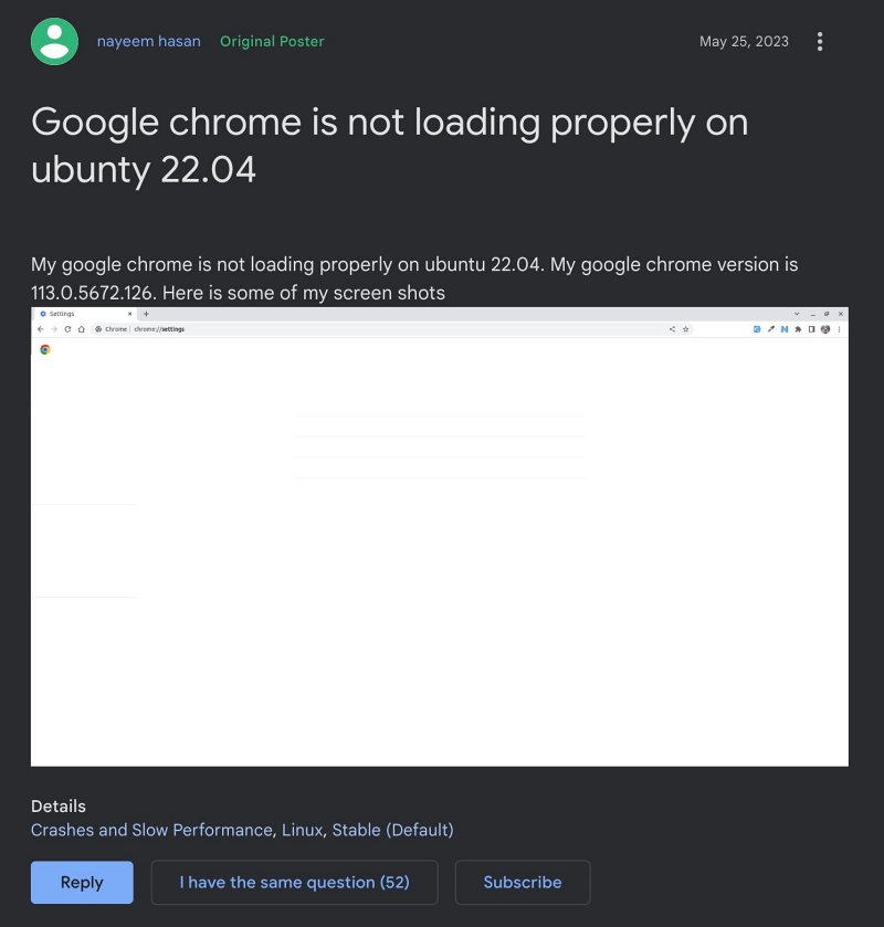 Chrome not loading websites Ubuntu