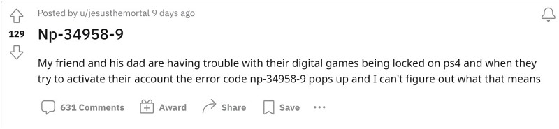 PS4 Error Code NP-34958-9