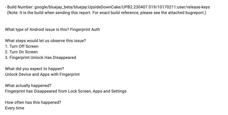 Отпечаток пальца не работает на Android 14 Beta 3