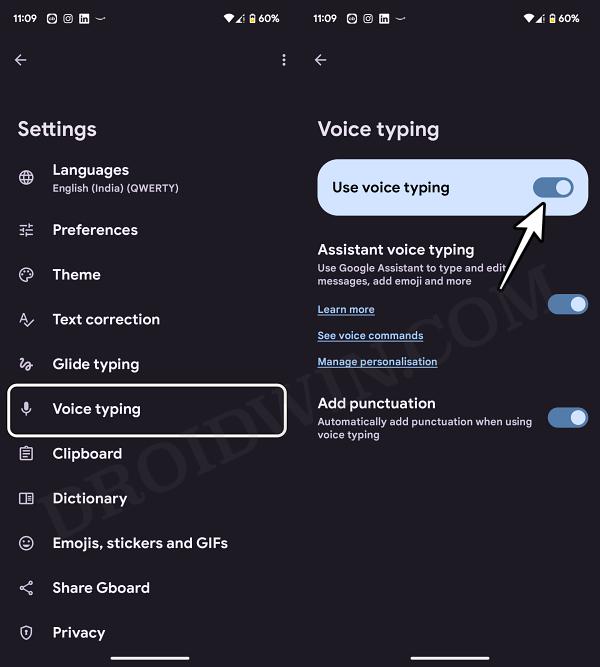Gboard Voice Typing not working