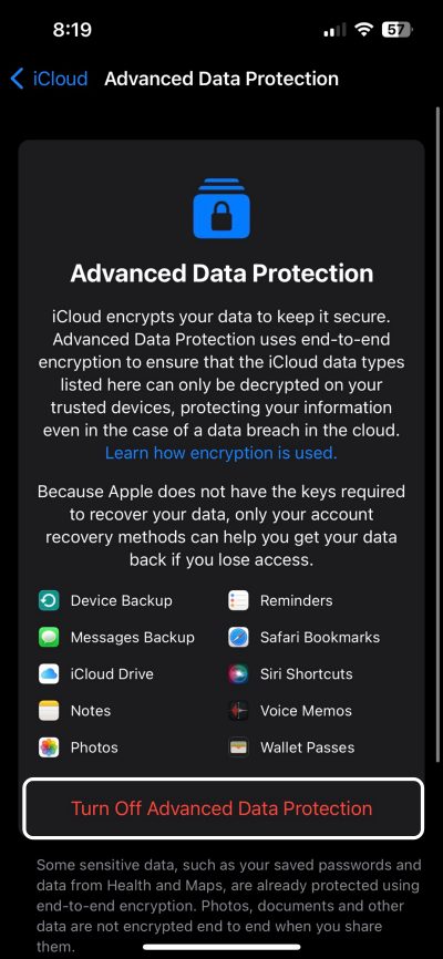 Can't Access iCloud Data