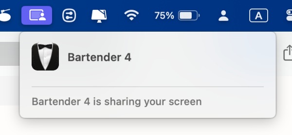 Значок Bartender 4 Screen Sharing на macOS Sonoma