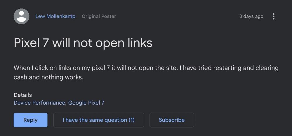 Cannot Open Links in Chrome on Pixel