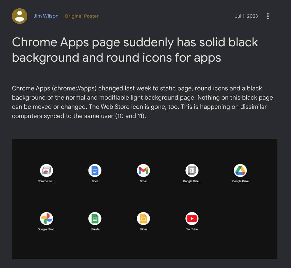Chrome Apps Page white theme
