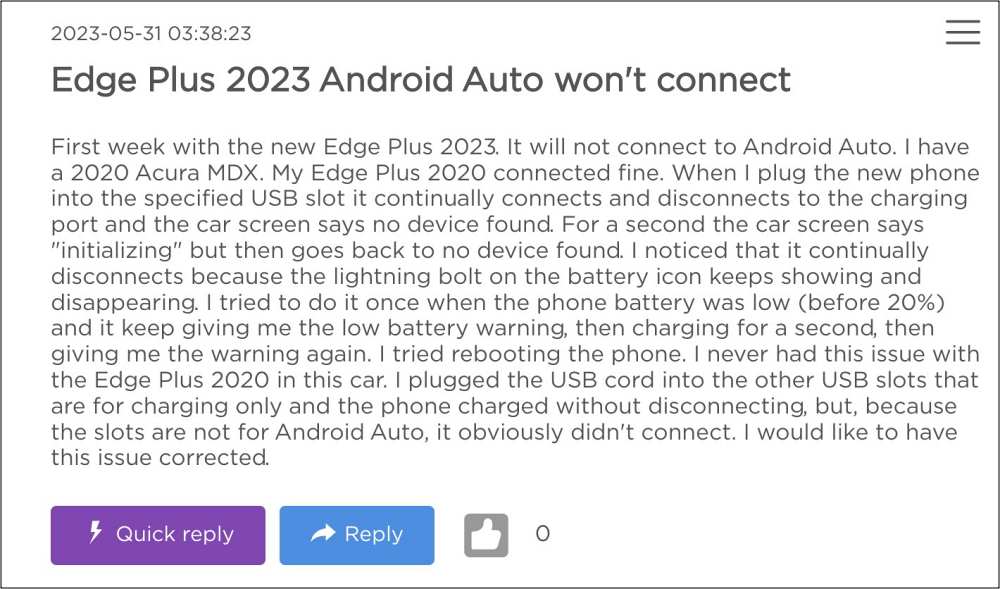 Moto Edge 40 Pro Android Auto not working
