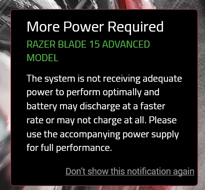 Razer Synapse System not receiving Adequate Power