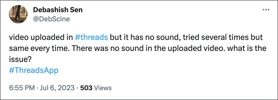 Threads app no sound on videos