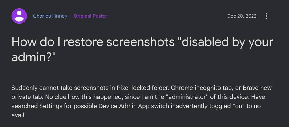 Screenshot Disabled by your Admin