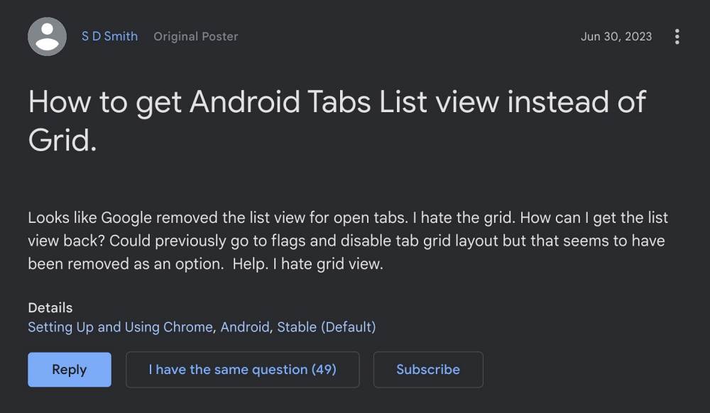 Chrome Tabs List View