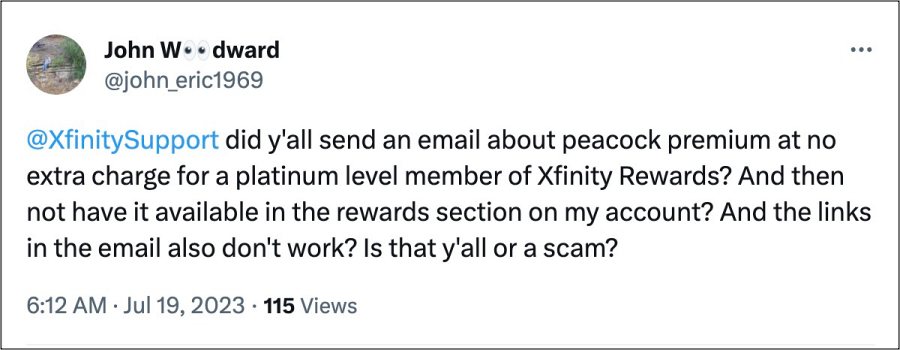 Предложение Xfinity Free Peacock Premium не работает