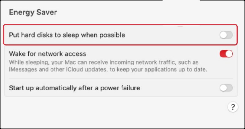 macOS 13.5 Перевод жестких дисков в спящий режим
