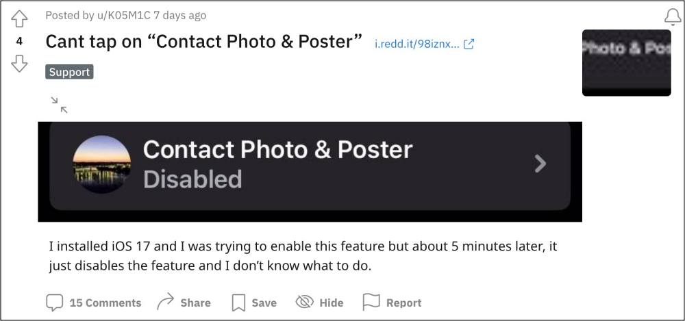 Contact Posters not working on iOS 17
