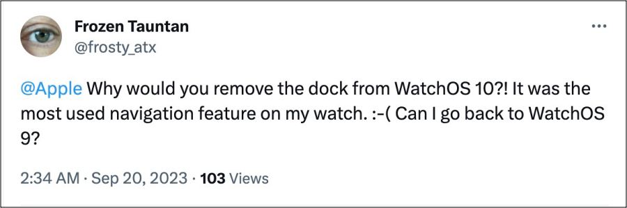 watchOS 10 Favorites Dock Removed