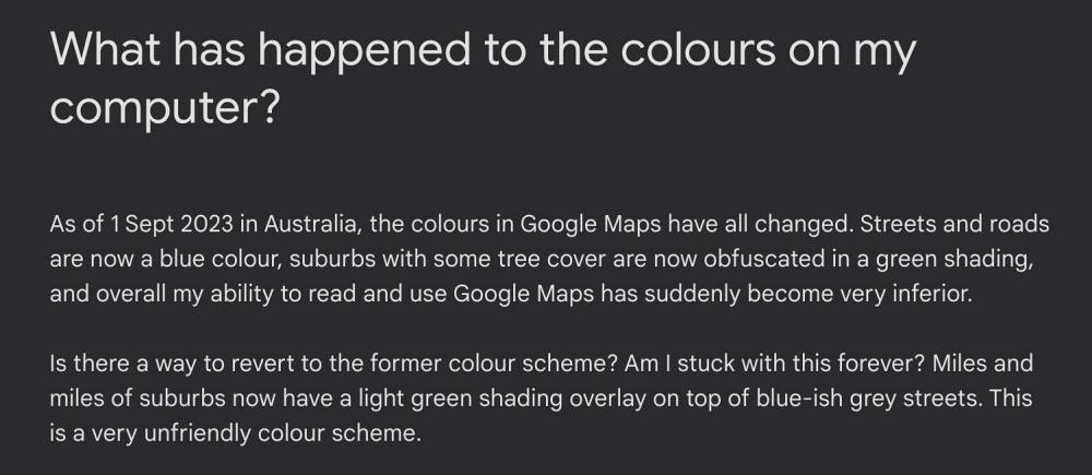 Вернитесь к старым цветам на Картах Google
