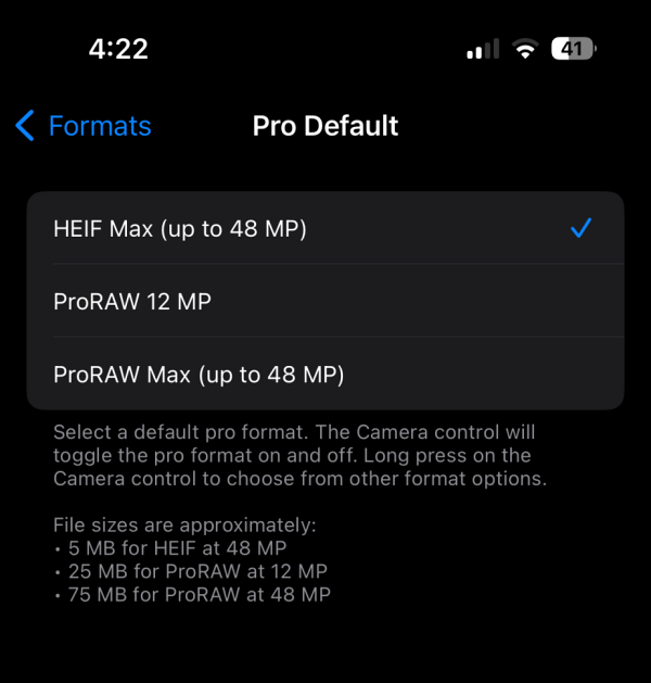 HEIF Max iPhone 14 Pro iOS 17