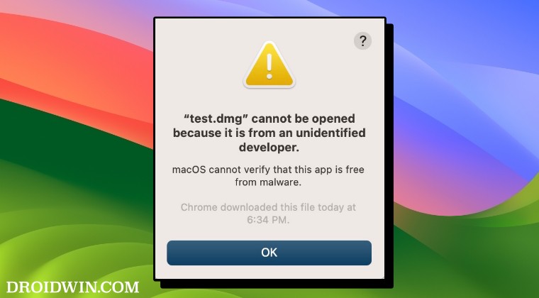App cannot be opened because it is from an unidentified developer
