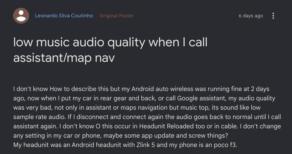Android Auto Audio Quality Issue