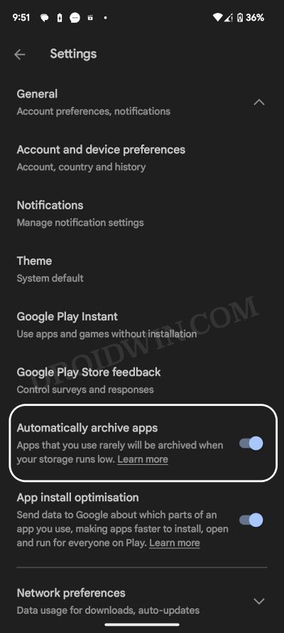 Archive Apps on Android