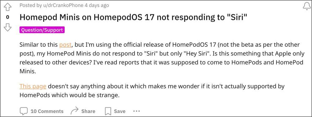 Siri не работает на HomePod HomePodOS 17 iOS 17