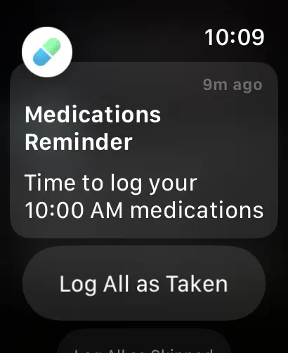 Medication App notification iOS 17