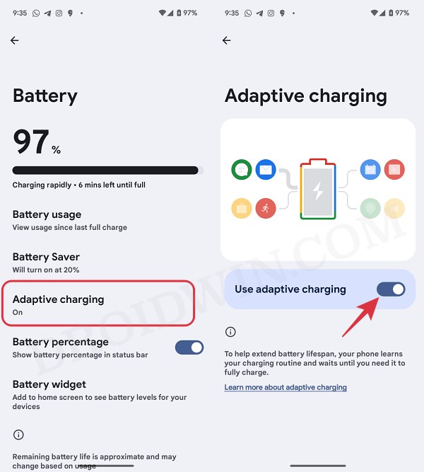 Disable Adaptive Charging on Android 14