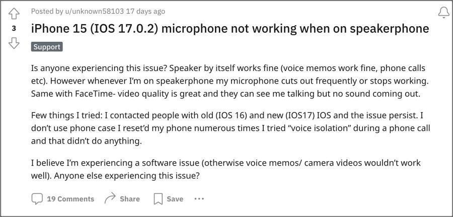 iPhone Microphone not working on iOS 17