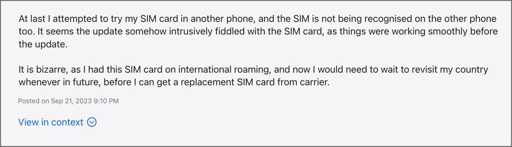 iOS 17 SIM Card Failure
