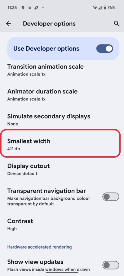 AOSP Mods DPI Resolution on Android 14